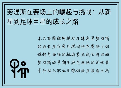 努涅斯在赛场上的崛起与挑战：从新星到足球巨星的成长之路